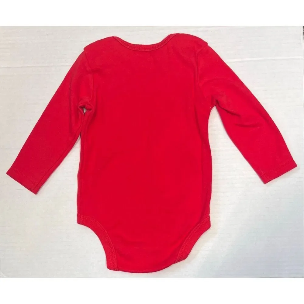 Disney Baby Red Mickey Long Sleeve Bodysuit   Boys Size 6-9 Months
